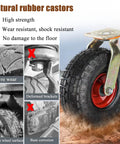 Heavy Duty Swivel Caster Wheels With Mounting Screws Pneumatic Rubber Tires showing a close-up of a robust wheel with a galvanized steel plate.