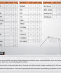 Rimfire target compatibility chart for Spinning Rimfire Targets For.22 Caliber Pistols And Rifles with safety notes.