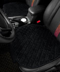 2 Pack Universal Front Seat Covers With Storage Pockets, Padded Car Interior Covers in black on driver and passenger seats