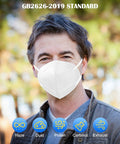 Man wearing 60 Pack KN95 Face Masks For Adults 5 Ply Disposable Breathable Safety Masks With PM25 Filtration outdoors