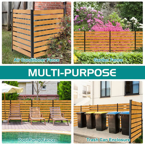 Hide Ugly AC Unit With This Outdoor Wood Privacy Fence Enclosure No Dig Privacy Screen 48 By 48 Inches Two Panel Outdoor Privacy Wall For Pool Equipment Trash Cans Yard And Garden