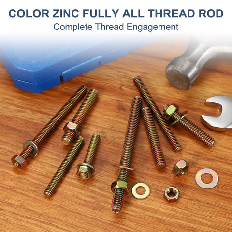 One Quarter Inch By Three Inch Zinc Plated Fully Threaded Rods 12 Pack Heavy Duty Carbon Steel Long Threaded Stud Bolts layout