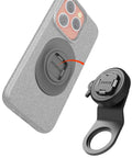 Quad Series Mountain Bike Phone Mount With Quick Lock And Release for Aluminum Handlebar Stem showing phone attachment
