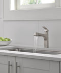 Xander Pull Out Kitchen Faucet With Sprayer Stainless Steel Fits Single Hole Or 3 Hole Mount in modern kitchen