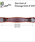 Size chart for Dressage Girth With Top Notch Leather Padding For Low Girth Comfort And Full Freedom Of Movement, 60 cm 24 inches