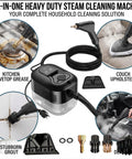 Heavy Duty Handheld Steam Cleaner With 2500W Power And 4.5 Bar Pressure Heats Instantly for tough kitchen stovetop grease.