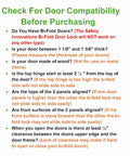 Door compatibility guide with instructions for 4 Pack Bi-Fold Door Lock Kit For Closets Kid And Pet Proof No Tools Needed Clear Polycarbonate Ultra Strong Protection