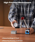 Person using Dial Test Indicator With Magnetic Flexible Base Stand for Precision Machining, 0.001 Inch Accuracy, 0-1 Inch Range
