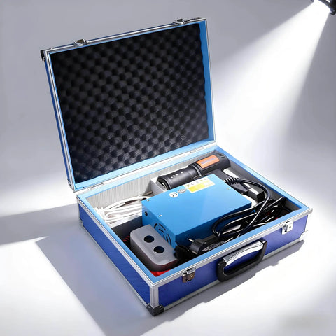 Handheld Electromagnetic Induction Bolt Heater Flameless Heating Kicks Nasty Rust Loose Without Any Sweat From Stuck Bolts And Bearings 1500 Watt Heavy Duty Garage Tool in blue case