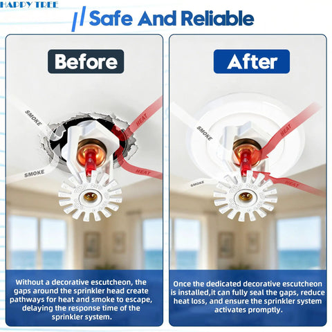 No Fluff Two Pack White Fire Sprinkler Trim Rings Delivering A Slick Recessed Profile For Crisp Ceiling Integration Solid 1/2 Inch Escutcheon Plates.Engineered for smooth ceiling integration before and after installation.