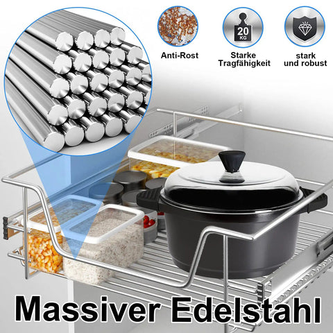 Top Shelf Heavy Duty Telescopic Drawer Slides And Smooth Operator Cabinet Pull Out Tracks For Kitchen Bedroom Storage, chrome plated steel support.