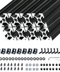 Eight 48 Inch 2020 T Slot Aluminum Extrusion Profiles Black Anodized European Standard Pro Grade Frame Kit For 3D Printers CNC Machines Laser Engravers And Workbenches, black aluminum profiles and hardware
