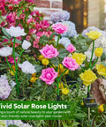Solar Garden Lights Outdoor Decorative 3 Pack Rose Flower Pathway Lights With 7 Color Changing LEDs among garden flowers