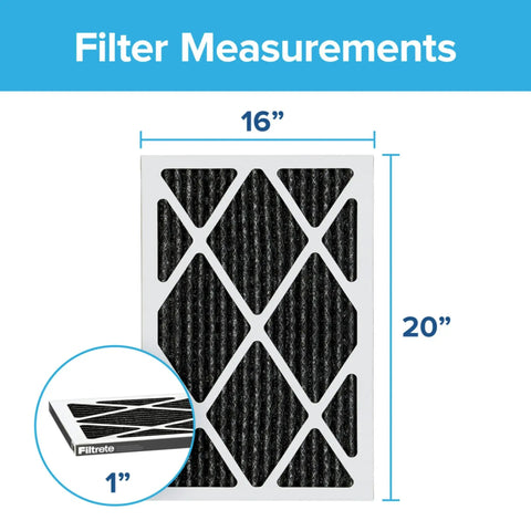 Image of Allergen Defense Odor Busting Air Filter 16x20x1 MPR 1200 MERV 11 With Active Carbon Layer showing dimensions 16x20 inches.