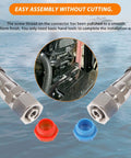Universal 2 Piece 20 Foot Hydraulic Steering Hose Kit With Stainless Steel Quick Connector close-up, marine background