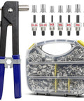 Rivet Nut Tool Kit With 7 Mandrels And 444 Rivet Nuts In Rugged Aluminum Case For SAE And Metric Sizes 10-24, 1/4-20, M3, M4, M5, M6, M8