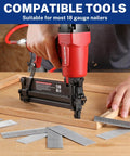 Kickass 18 Gauge Brad Nails 6000 Count Zinc Plated Steel 1 1 2 Inch Heavy Duty Anti Rust Sharp Chisel Tip in nailer hand