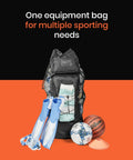 Heavy Duty Large Soccer Mesh Equipment Bag With Adjustable Shoulder Strap for Coaches, filled with sports gear, shown on display