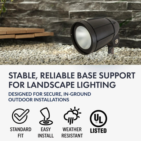 Heavy Duty 17 Inch Outdoor Landscape Lighting Mounting Post With ABS Ground Stake and Stabilizing Wings for spotlights