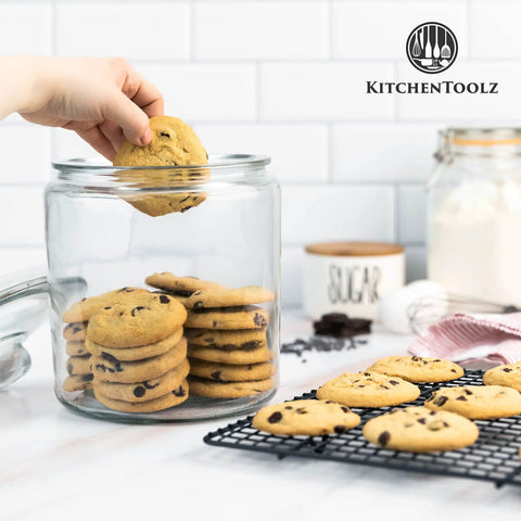 One Gallon Glass Cookie Jar With Airtight Lid For Cookies Candy Flour And Dog Treats Big Clear Large Kitchen Canister
