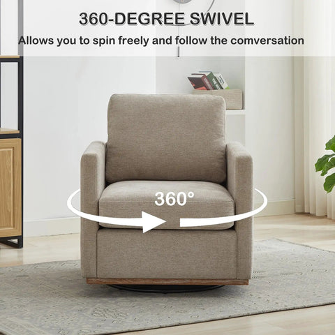Swivel Accent Chair Set Of 2 For Living Room 360 Degree Square Swivel Barrel Chairs Mid Century Modern Upholstered Armchairs Super Cozy Sofa Chairs For Bedroom And Nursery Taupe Chenille