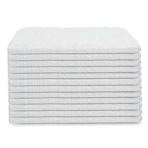 Heavy Duty Pro Grade White Cotton Blend Hand Towels Bulk Pack 120 Pcs 16x27 Inches Rags In A Box for Industrial Janitorial