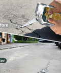 Applying Self Leveling Concrete Crack Filler for Driveways and Patios, Heavy Duty All Weather Elastic Sealant on cracked surface.