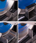 10 Inch TCT Saw Blade For Mild Steel And Ferrous Metal, 52 Teeth, 1 Inch Arbor, showing clean cuts on steel in close-up