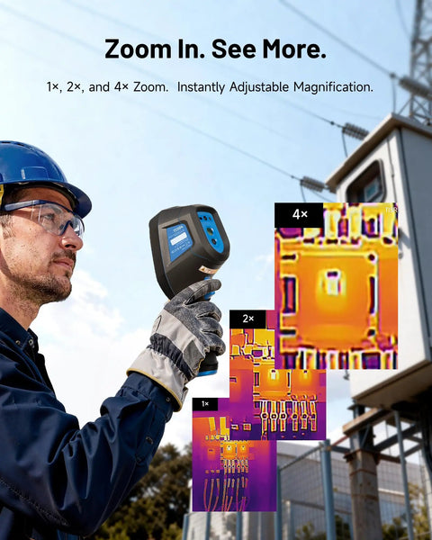 Professional using Thermal Imaging Handheld Camera For Pros With 256 By 192 Infrared Resolution Big Three Point Five Inch Display.