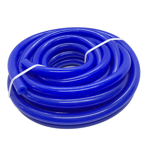 Coiled Heavy Duty Silicone Vacuum Hose 1/4 Inch ID, 10 Foot Roll, High Temperature Up To 500F, 60 PSI Max Pressure, Blue