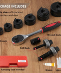 Ratchet Knockout Hole Punch Driver Kit Workhorse One Half To Two Inch Slug Buster KO Tool Set with tools and accessories