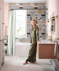 Modern bathroom with Weymouth Brushed Gold Bathroom Towel Ring For Hand Towels With Concealed Mount Everyday Luxury Finish.