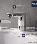 Cosmopolitan E Touchless Electronic Faucet With Battery Power DC Infrared Sensor Starlight Chrome Finish on sink
