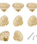 8 Pack 1-3/8 Inch Champagne Gold Crystal Cabinet Knobs With Vintage Floral Design For Kitchen Cabinets Bathrooms Dressers