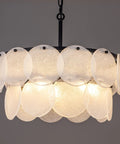Two-Tier Farmhouse Glass Chandelier With Seeded Glass Shades, Modern Hanging Pendant Light For Dining Room, Warm Cozy Glow