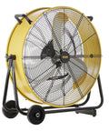 Industrial Drum Fan 24 Inch High Velocity 8800 CFM Three Speed Heavy Duty Metal Air Circulator with casters and handle