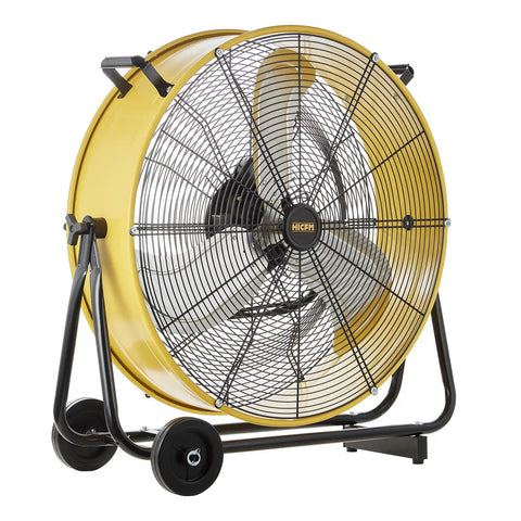Industrial Drum Fan 24 Inch High Velocity 8800 CFM Three Speed Heavy Duty Metal Air Circulator with casters and handle
