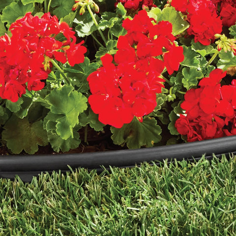 No Dig Landscape Edging Kit One And A Quarter Inch Tall With Anchoring Spikes And Coupler Twenty Foot Black Border in garden