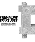 Rear Disc Brake Piston Tool and Caliper Compression Tool close-up showing pro grade forged steel build with three-eighths inch drive.