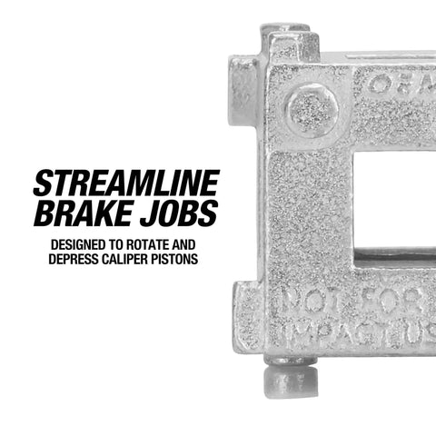 Rear Disc Brake Piston Tool and Caliper Compression Tool close-up showing pro grade forged steel build with three-eighths inch drive.