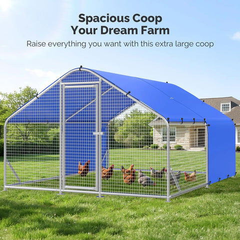 Heavy Duty Metal Chicken Coop Run With Galvanized Hardware Cloth For 20 Birds In The Yard Walk In Poultry Cage With Waterproof Cover