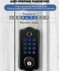 Keyless Front Door Lock Set With Handle, App Controlled Fingerprint Door Lock, 150 Codes Keyed Entry Smart Deadbolt, Auto Lock, Backlit