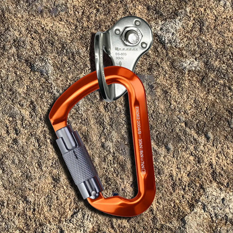 Heavy Duty Stainless Steel Bolt Hangers Five Pack For Rock Climbing And Caving, 30KN Anchor Carabiners With 12mm Bolt Fit on rock surface.