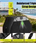 Built Tough Heavy Duty 600D Golf Cart Cover For 2 Plus 2 Seats Universal Fit Waterproof With Reinforced Triple Strap Design