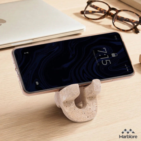 Travertine Marble Cell Phone Stand And Desk Organizer 4 Inch Key And Sunglass Holder Pen And Pencil Stand For Office And Home Desk Decor Natural Stone Accessory For Slick Organization