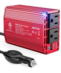 Kickass 400W Car Power Inverter DC 12V To AC 110V Dual USB C PD 30W And Quick Charge 3.0 with dual outlets and car plug.