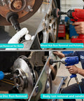 Wheel Hub Resurfacing Kit With Rust Busting Tool For Wheel Studs And Brake Rotors, durable black steel grinding discs in use