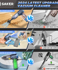 Comparison between Saker 2024 vacuum and others; showing suction power, size, and battery life for cordless portable car vacuum cleaner.