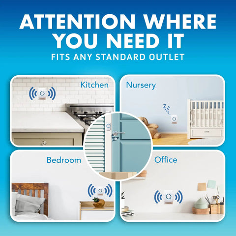 Wireless Doorbell Kit for Home, Apartments, Offices and Classrooms With 2 Transmitters and 1 Plug In Receiver, Battery Powered