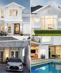 Two Pack Motion Sensor LED Outdoor Wall Lights Dusk To Dawn Exterior Lanterns installed on diverse modern houses